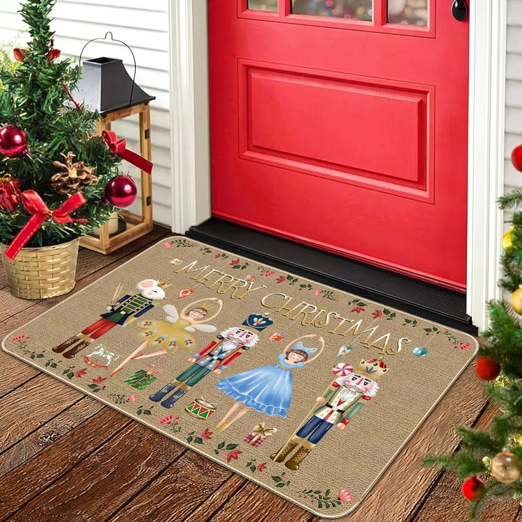 Couverture De Porte Décorative Casse-noisette - 91.4x183cm, Polyester, Motif Soldat Vintage Pour Noël