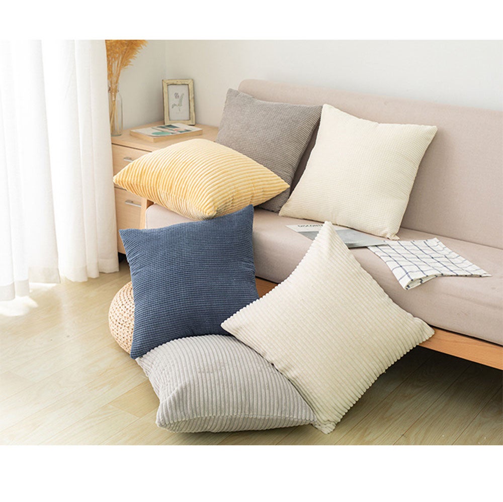 Taie d'oreiller en velours côtelé, taie d'oreiller décorative pour salon, housse de coussin de canapé, beige - 5