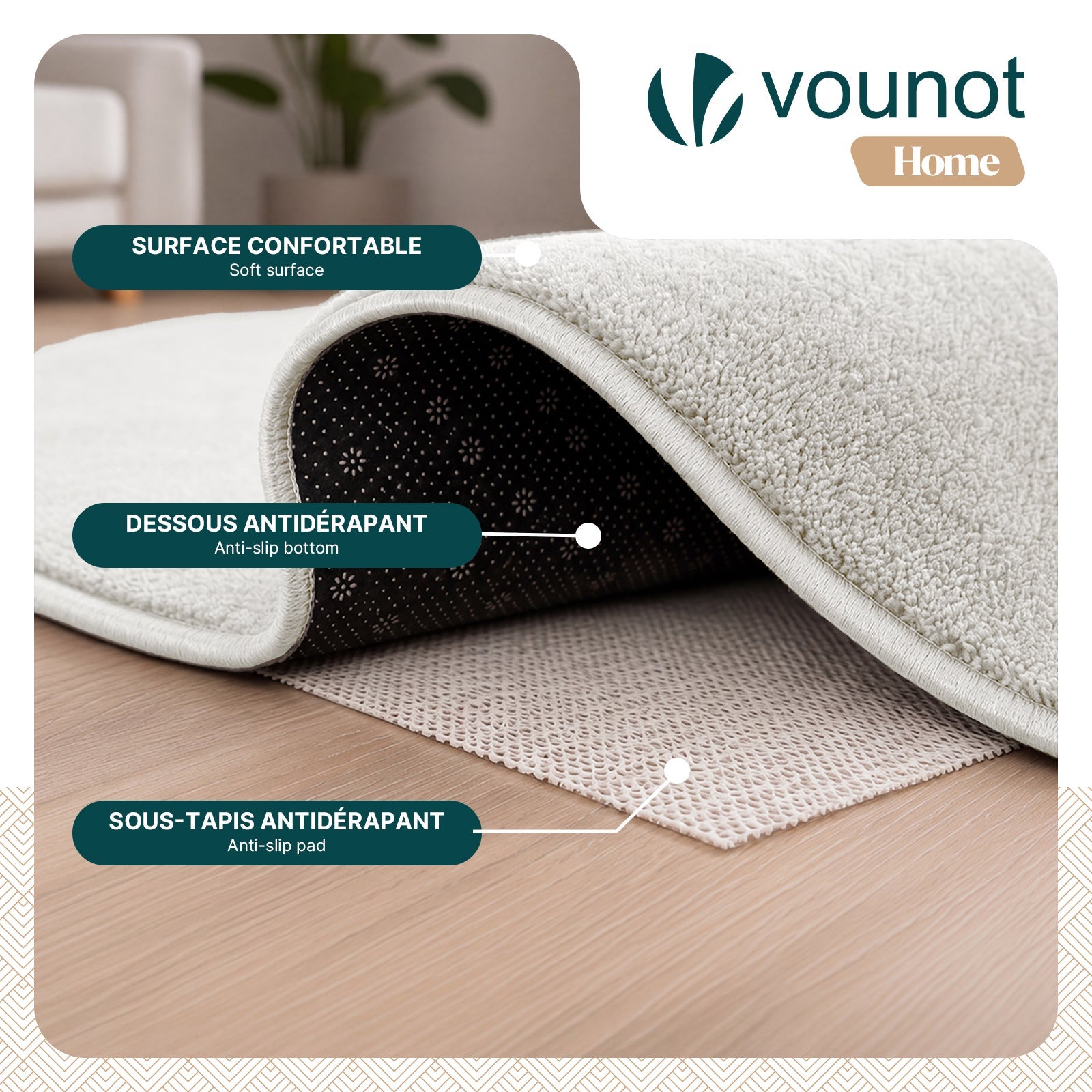 VOUNOT® Alfombra Moderna para Salón 160x230 cm, Crema - 5