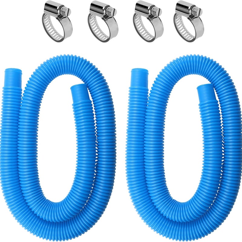 Wąż basenowy 1,5 m do basenów naziemnych, wąż zamienny do pompy basenowej, akcesoria do filtrów basenowych (niebieski), 2 szt.