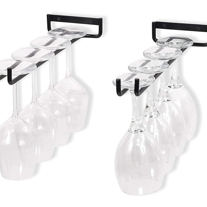 Metalowy wiszący stojak na kieliszki do wina (2 sztuki) – uchwyt pod szafkę – wiszący stojak na kieliszki do wina do barów i kuchni