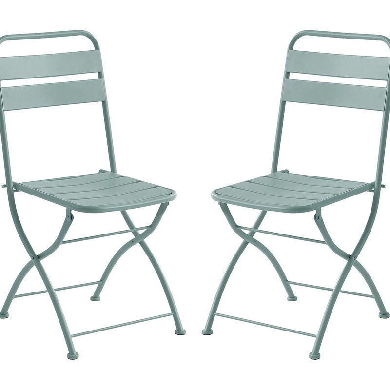 Zestaw 2 krzeseł ogrodowych składanych z metalu - Migdałowa zieleń - MIRMANDE marki MYLIA