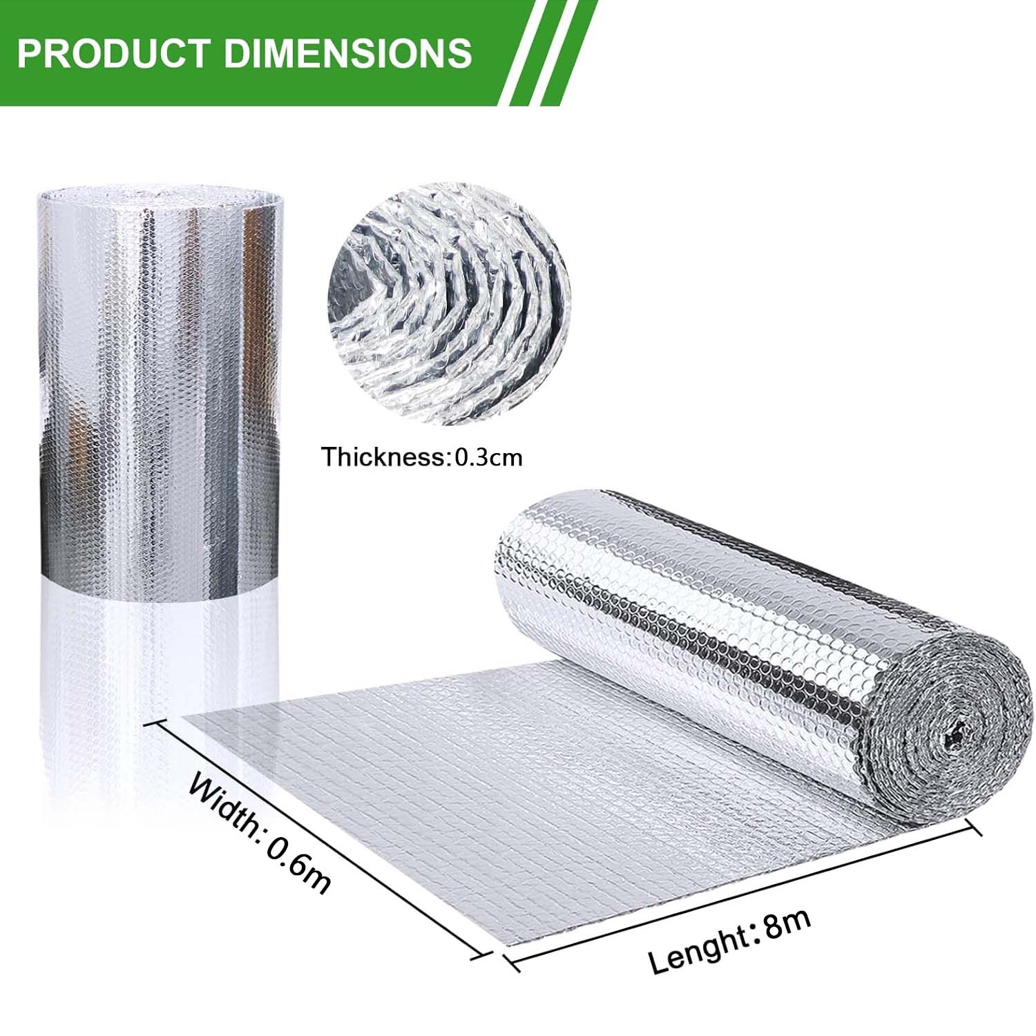 Película aluminio térmica 0,6×10m rollo aislante ventanas tejados autocaravanas protección UV aislamiento solar eficiente montaje rápido - 2