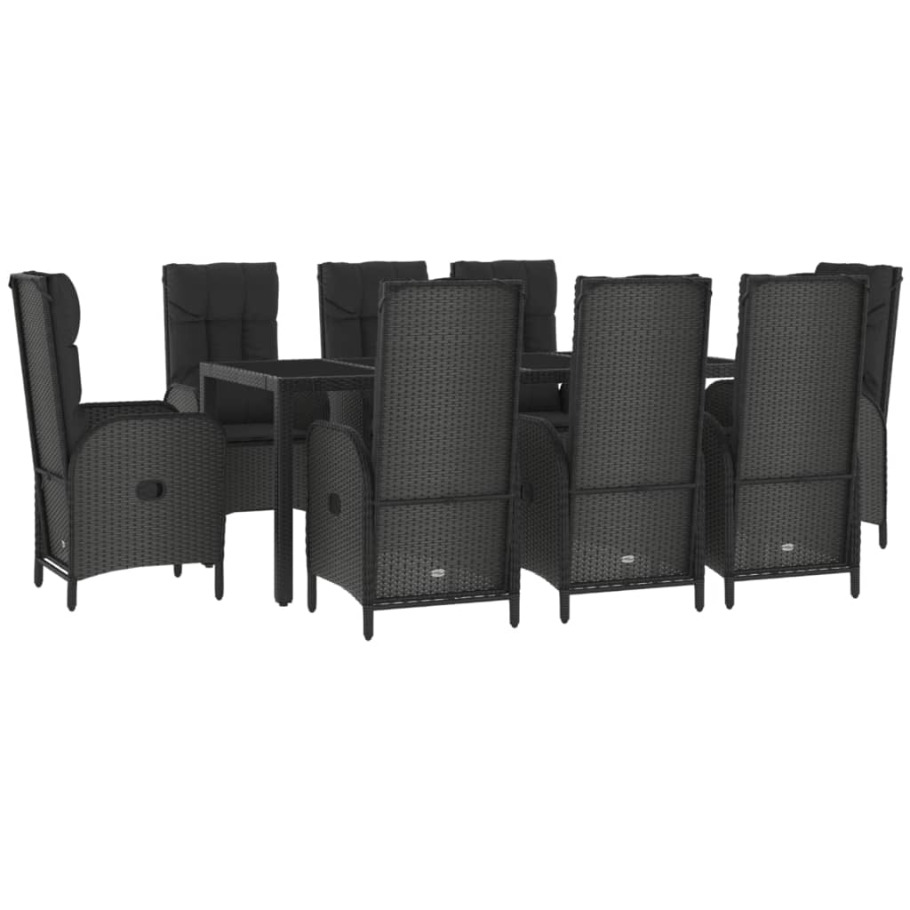 Maison Exclusive - Set da Pranzo Giardino 9pz con Cuscini Nero e Grigio Polyrattan - 3