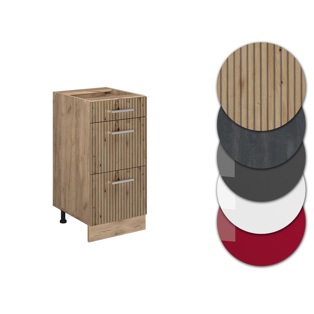 Vicco Meuble cuisine R-Line, Chêne Artisan, 40cm avec tiroirs, sans PT - 6