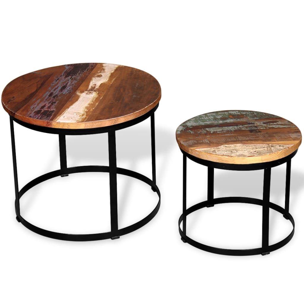 Table Basse Carrée En Bois Récupéré - Pieds Acier - Teinte Chêne Moyen - 76cm X 76cm