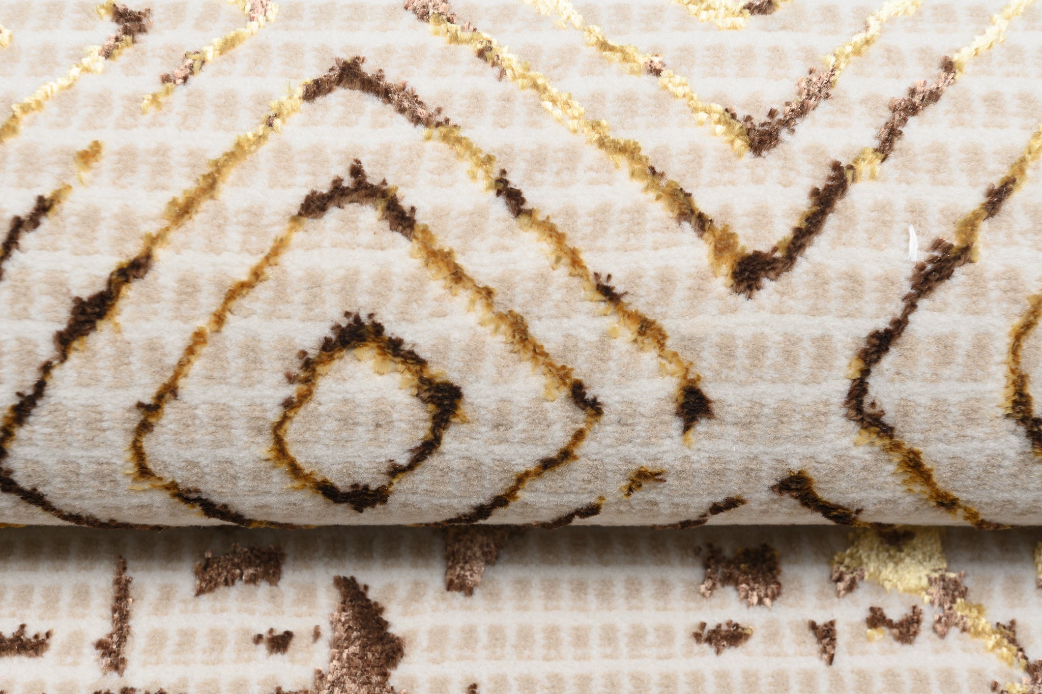 TAPISO Golden Tapis de Salon Moderne Crème Beige Marron Or Moucheté Motif Patchwork Doux Poil Court 200 x 300 cm - 4