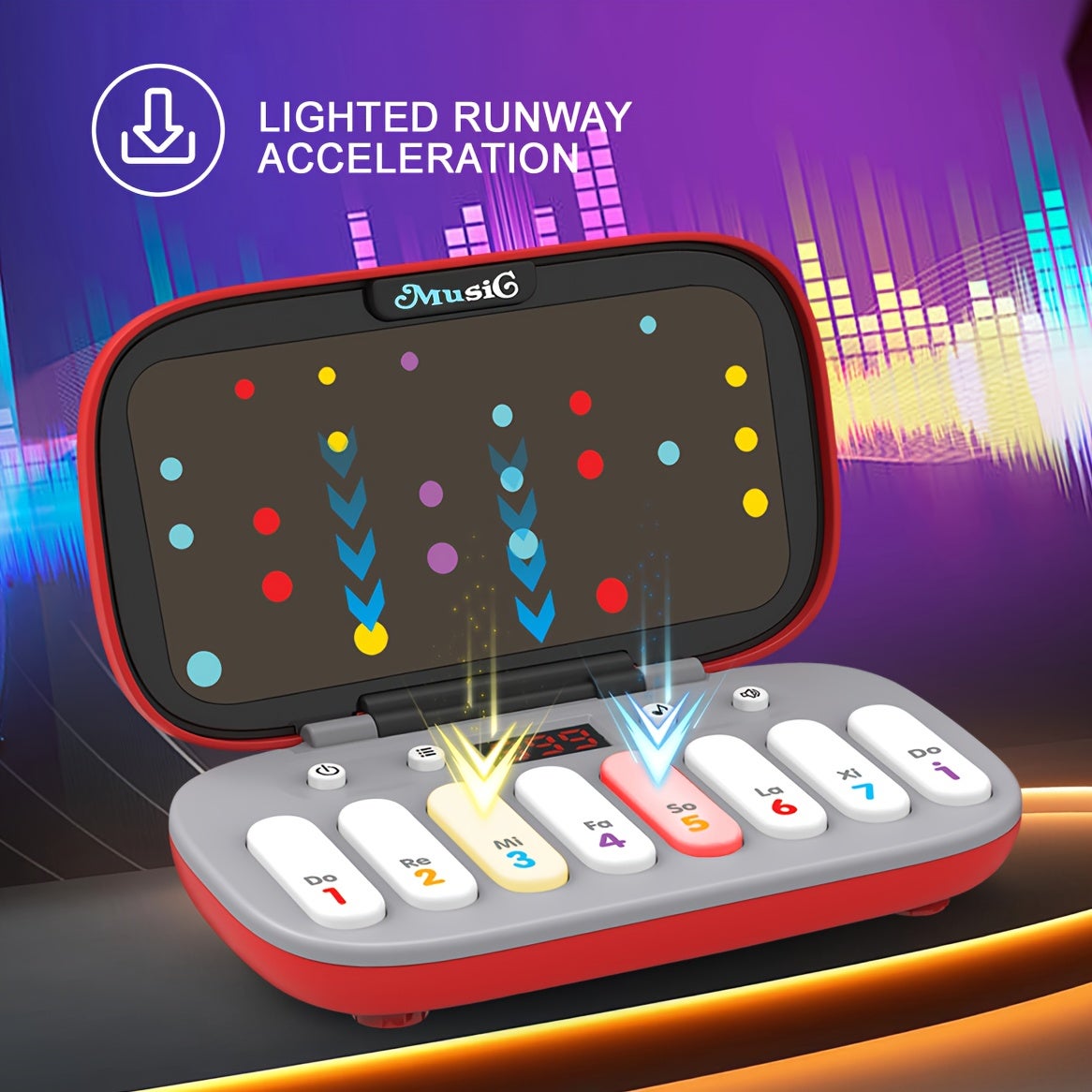 Console portatile per giochi ritmici musicali, pianoforte tascabile multifunzionale, giocattolo musicale educativo adatto a ragazzi ragazze divertente - 2
