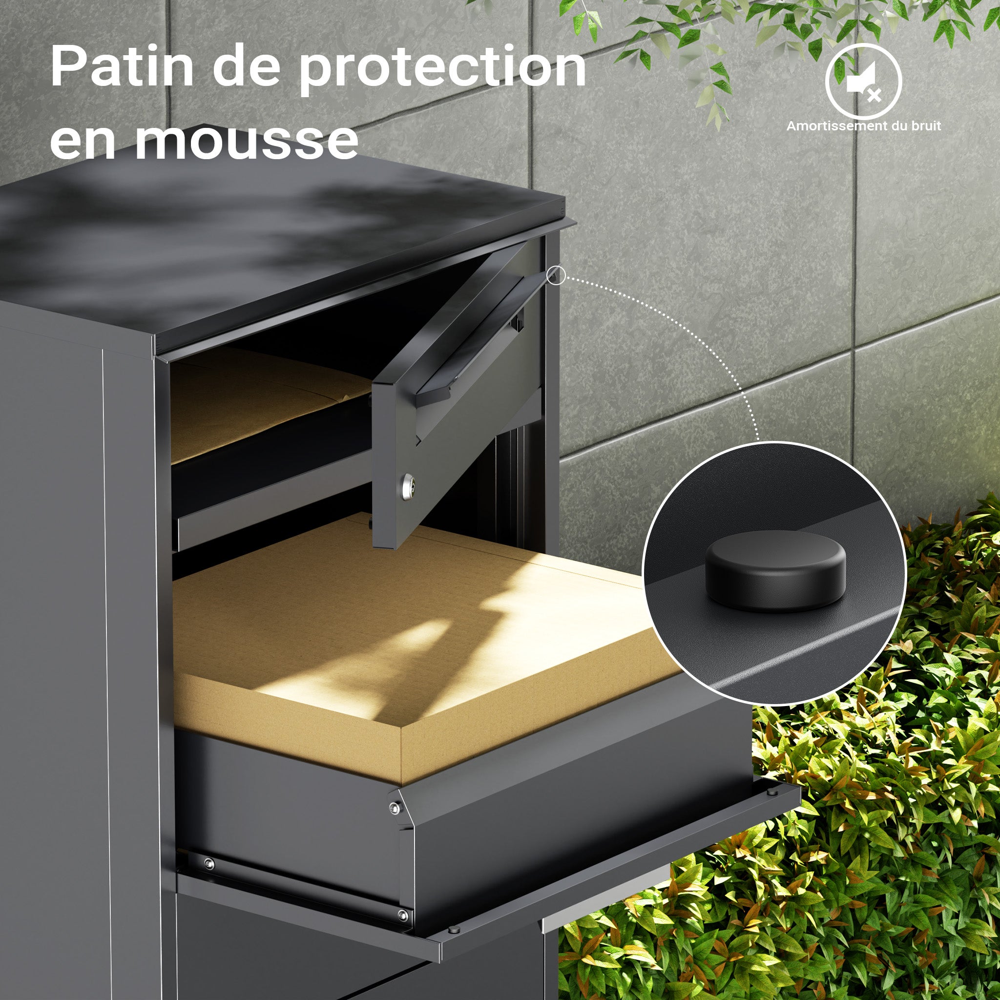 Boîte à colis verrouillable gris anthracite 500 x 370 x 1120 mm, Boîte aux lettres sur pied, pour colis max. 150 x 400 x 400 mm, Usage… Toboli - 7