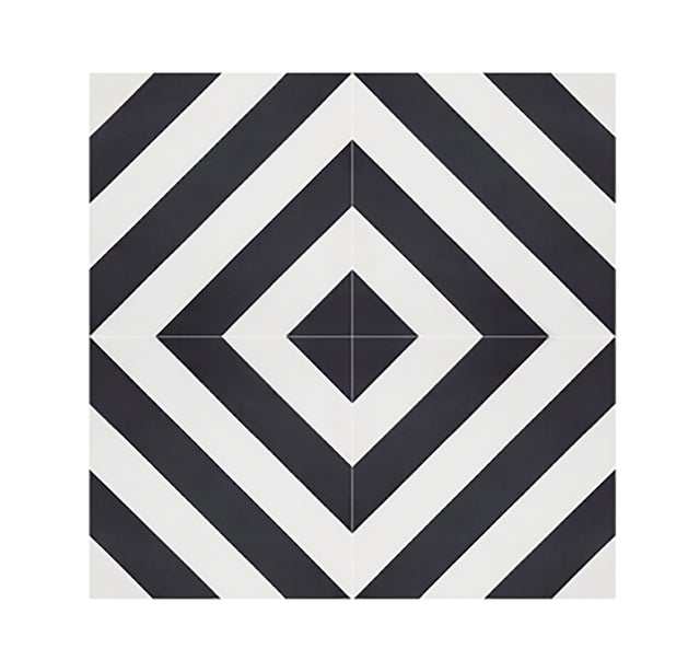 4 Carreaux de ciment véritable 0,16m2 / Carreaux de ciment artisanaux coloris noir/blanc pour sol et mur - l.20 x L.20 cm