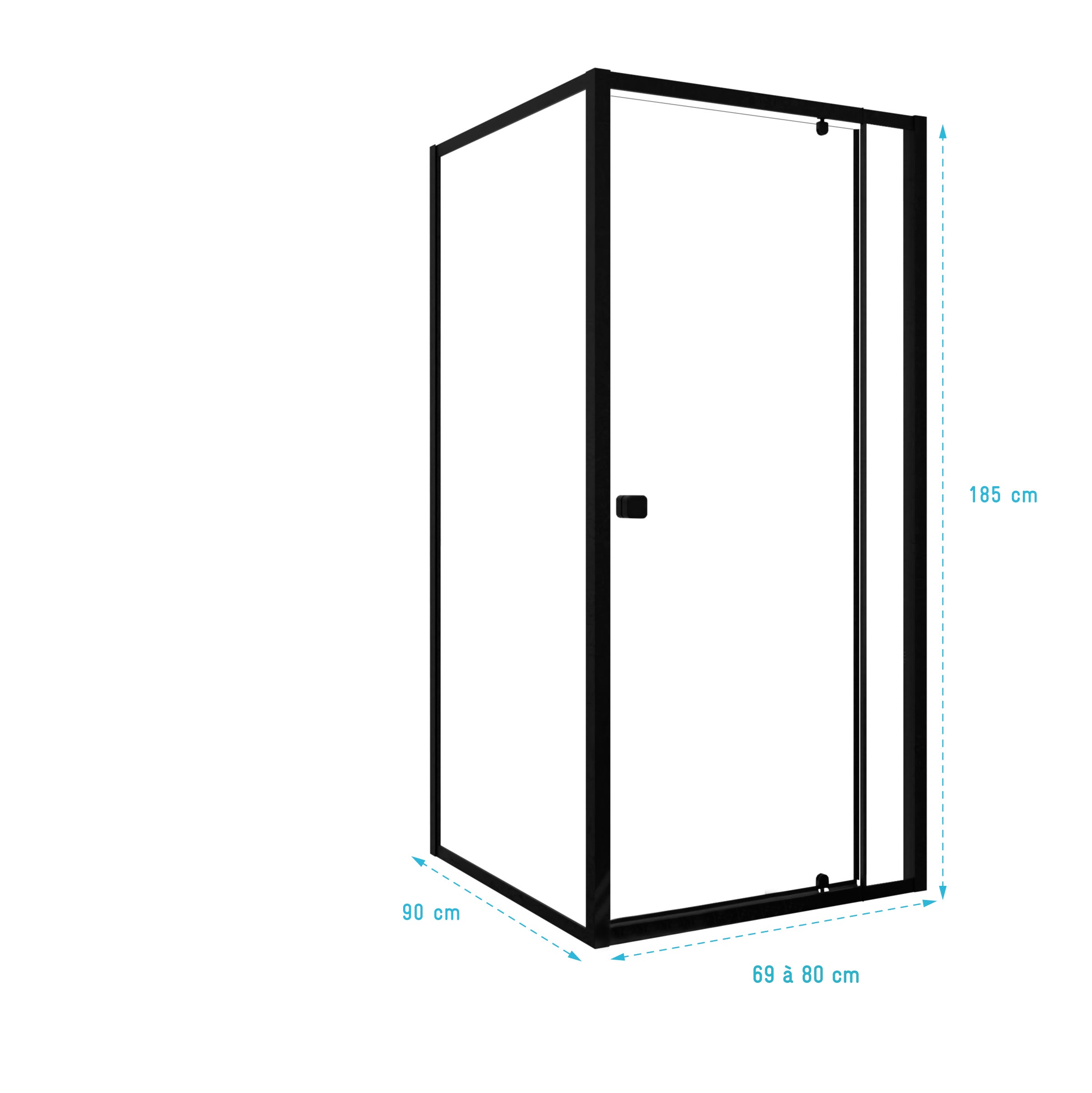 Puerta de ducha pivotante extensible 69/80x185cm y panel lateral 90 ...