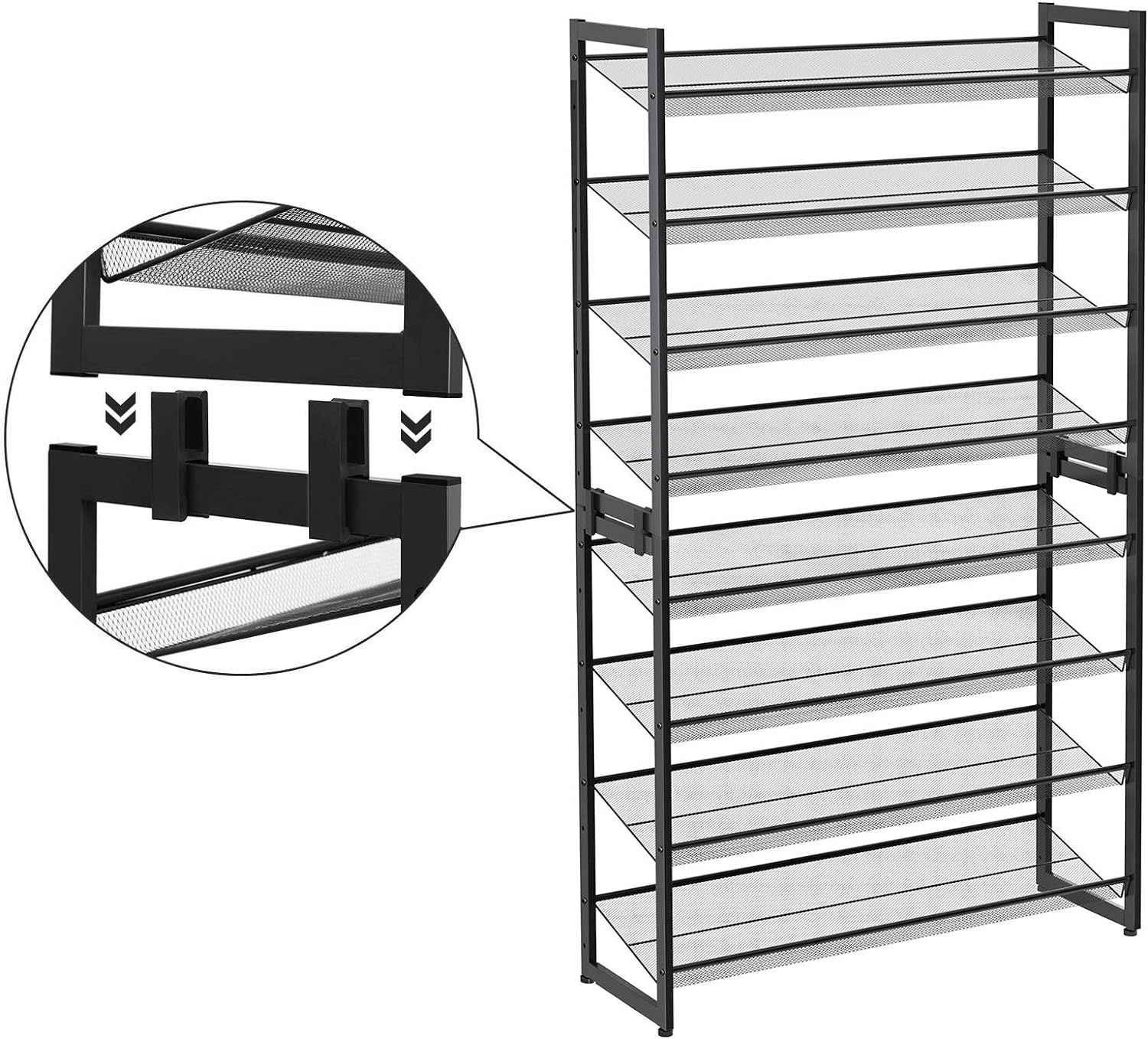 Meuble À Chaussures De 8 Niveaux, Ensemble De 2 Étagères, Couleur Noir - 4