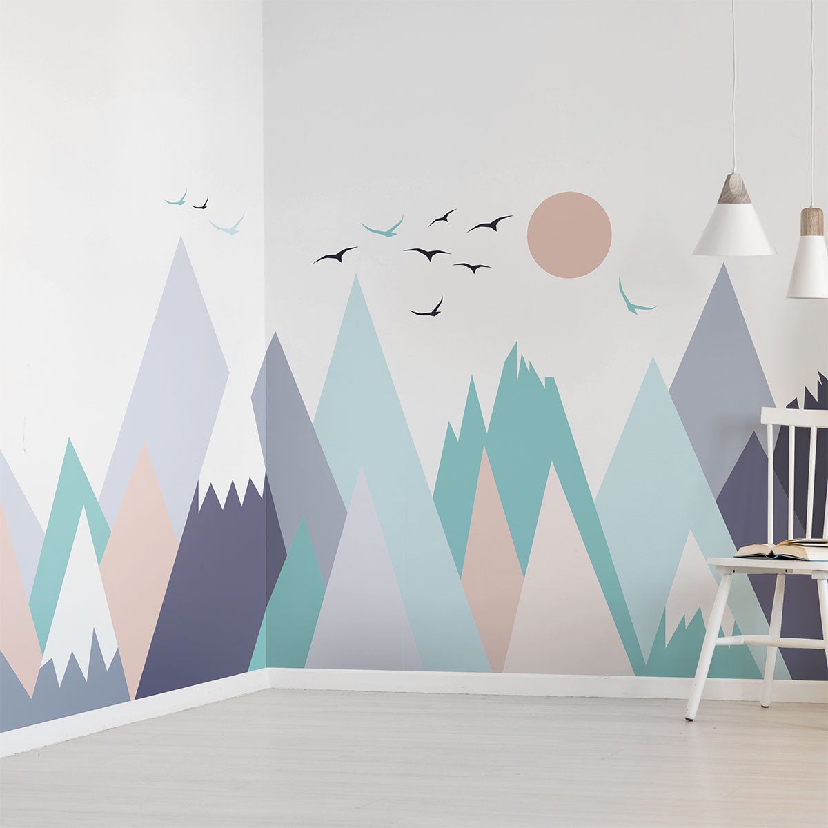 Vinilo niño escandinavo de montaña kristinka - adhesivo de pared - revestimiento sticker mural decorativo - 120x180cm