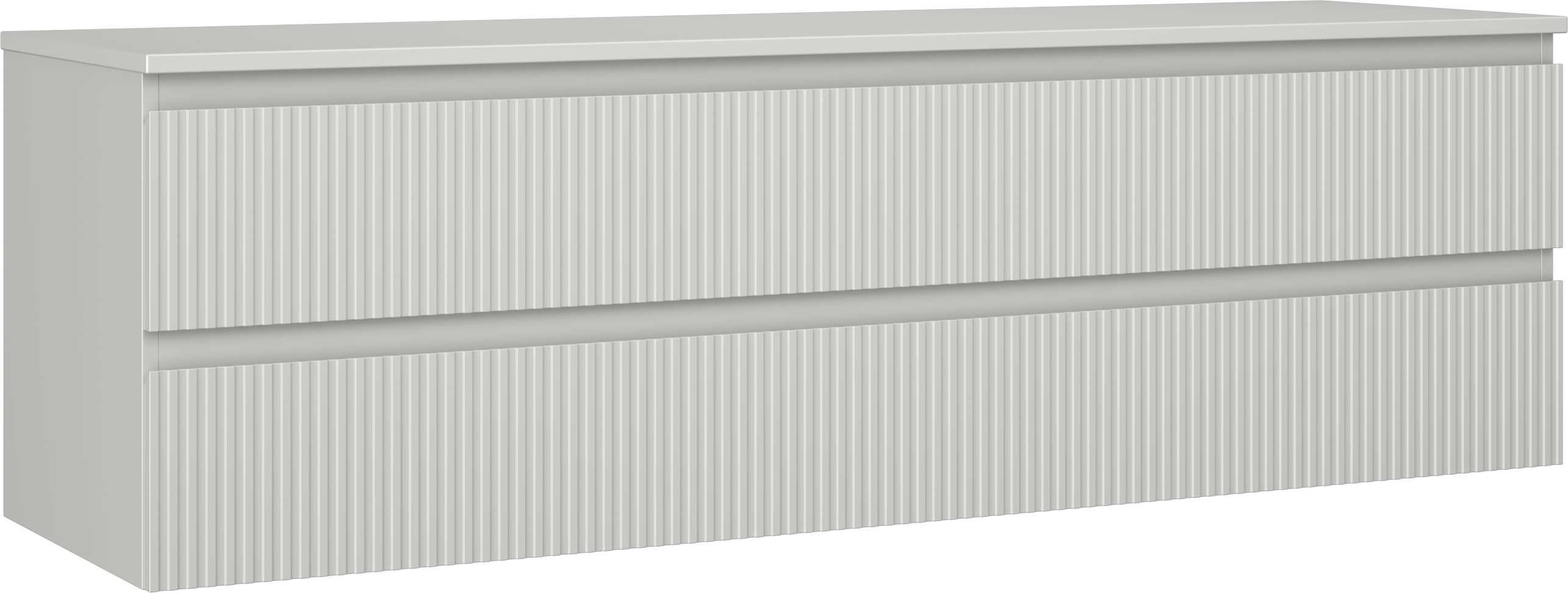Mexen Rivel szafka łazienkowa podumywalkowa 160 cm z blatem, 2 szuflady, ryflowana , szara mat - 91A20-16047-2-BFFC62