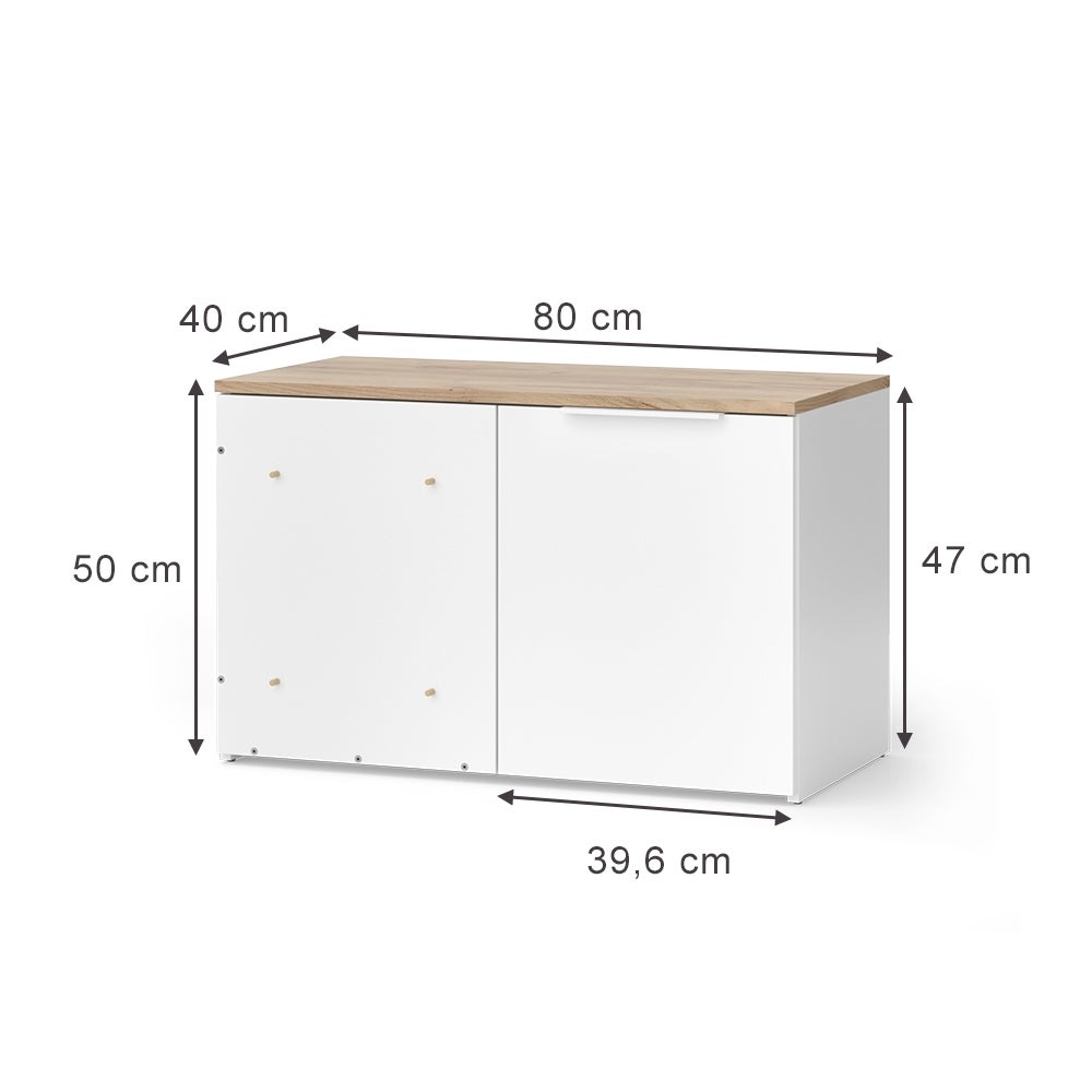 Vicco Cómoda esquinera Wido, Blanco/Sonoma, 80 x 50 cm con puerta - 3