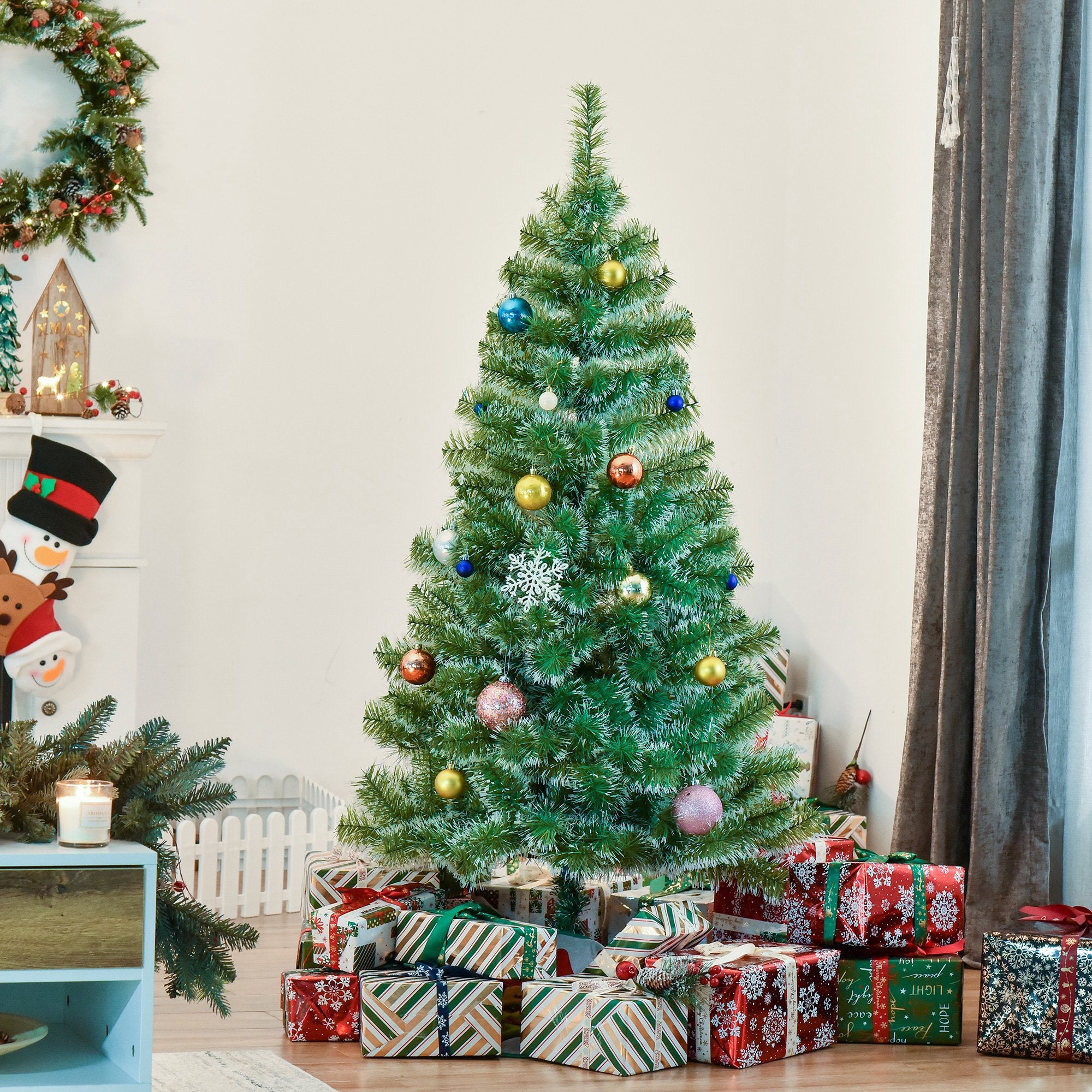 Árbol de Navidad HOMCOM PET, Metal Verde 75x75x150 cm - 3