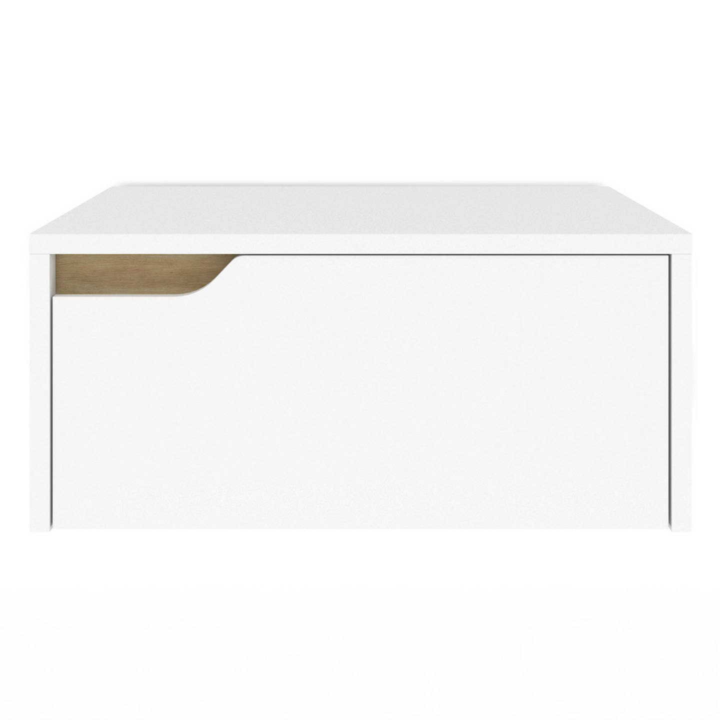 Lot de 2 tables de chevet murales HELSINKI scandinaves 1 tiroir étagère suspendue blanc - 3