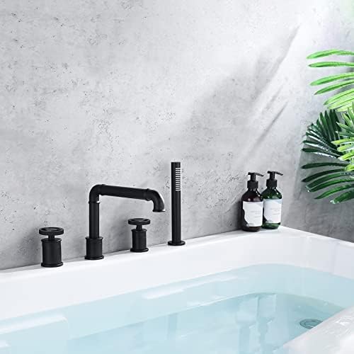 Robinet De Baignoire , Salle De Bain 5 Trous 3 Poignées Robinet De Baignoire Romaine Robinet De Douche En Laiton Moderne Avec Douchette Brus 90158676