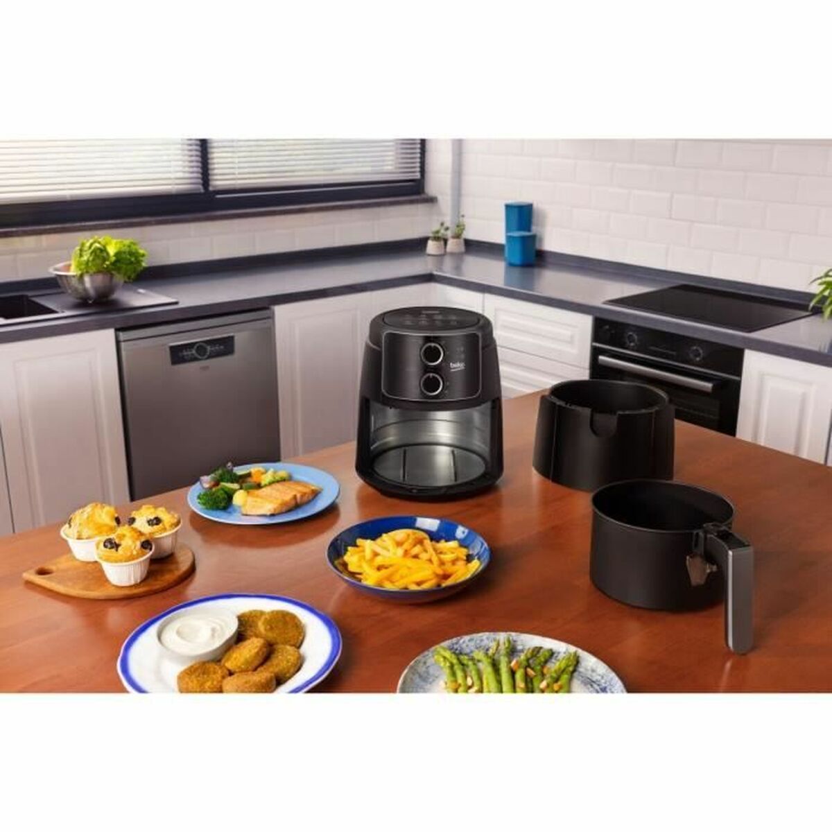 Beko Negra Freidora Multifunci�N Sin Aceite - Frl2242b - 1500 W - 3,9 L Para 0,8 Kg De Patatas Fritas - Temporizador De Corte Del Circuito - Imagen 2