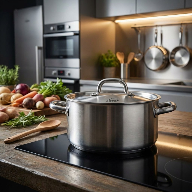 Casseruola Bassa 28 Cm Con Coperchio In Vetro, Antiaderente Durastone, Adatta A Induzione E Forno