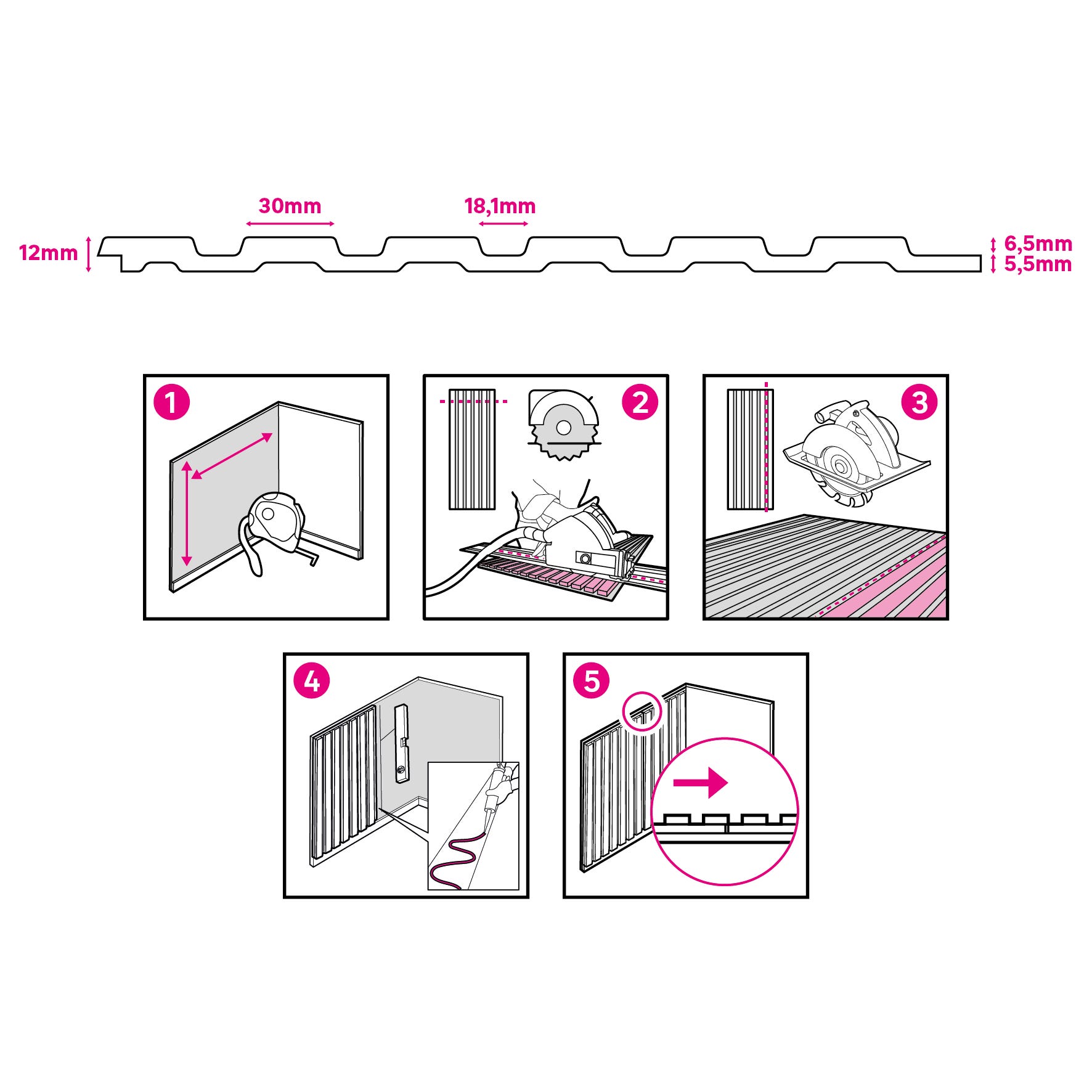 Pannello decorativo per pareti effetto rovere chiaro MOLDE - 30 x 260 cm - 0,78 m² - ARTENS - 5