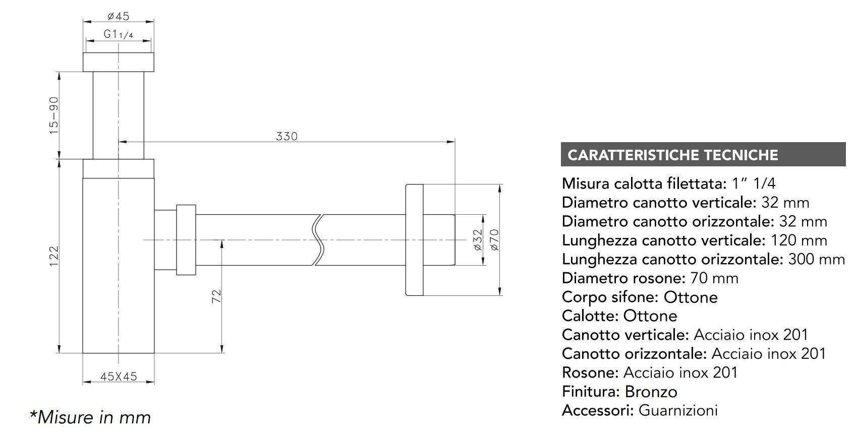 Conjunto de desagüe y sifón para lavabo en color acero cepillado, modelo redondo Damast KITSCA4 - Níquel cepillado - 3