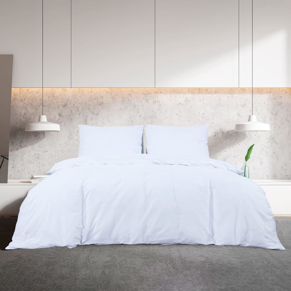 Ensemble de housse de couette Blanc 260x240 cm Coton vidaXL - 3