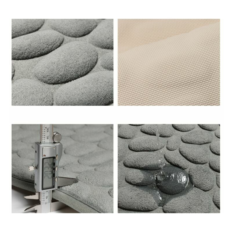 Tapis de sol en relief de galets, tapis de sol antidérapant absorbant l'eau pour entrée de salle de bain (blanc laiteux, 40 x 60 cm) - 2