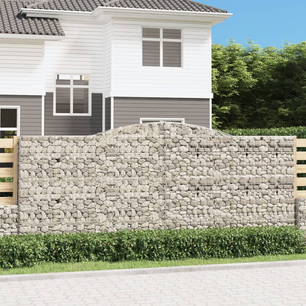 Kosze gabionowe, 2 szt, 400x50x160/180 cm, galwanizowane żelazo vidaXL