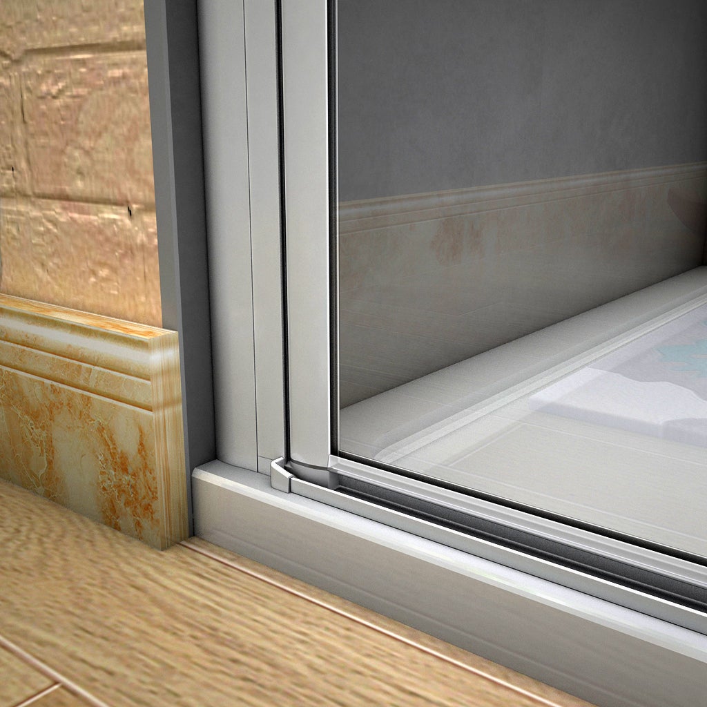 185 cm Box doccia per Nicchia Porta Battente 2 Ante Saloon Vetro Temperato 5 mm Trasparente Profilo in Alluminio Argento Opaco 90 cm - 6