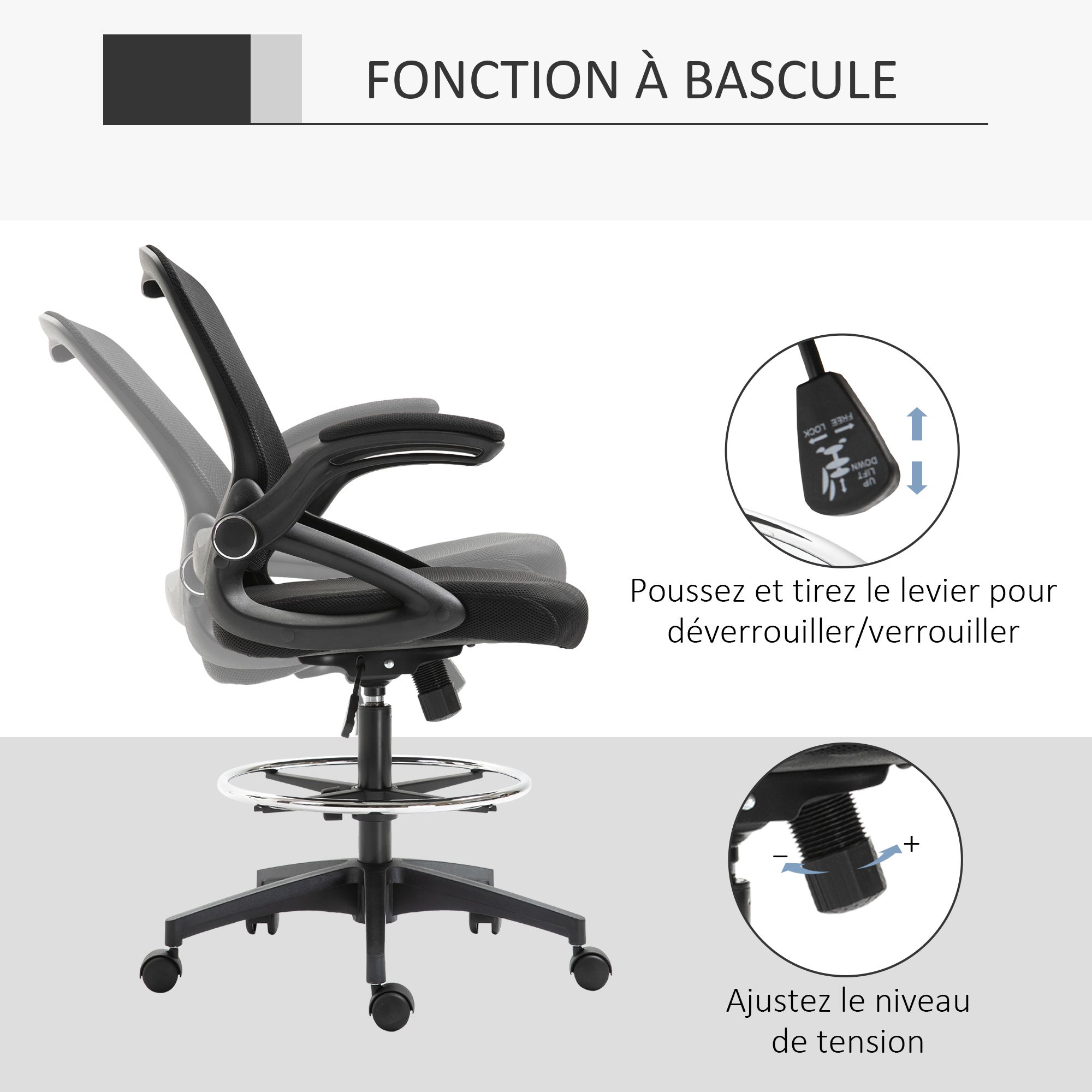 fauteuil de bureau Tissu Vinsetto - 6