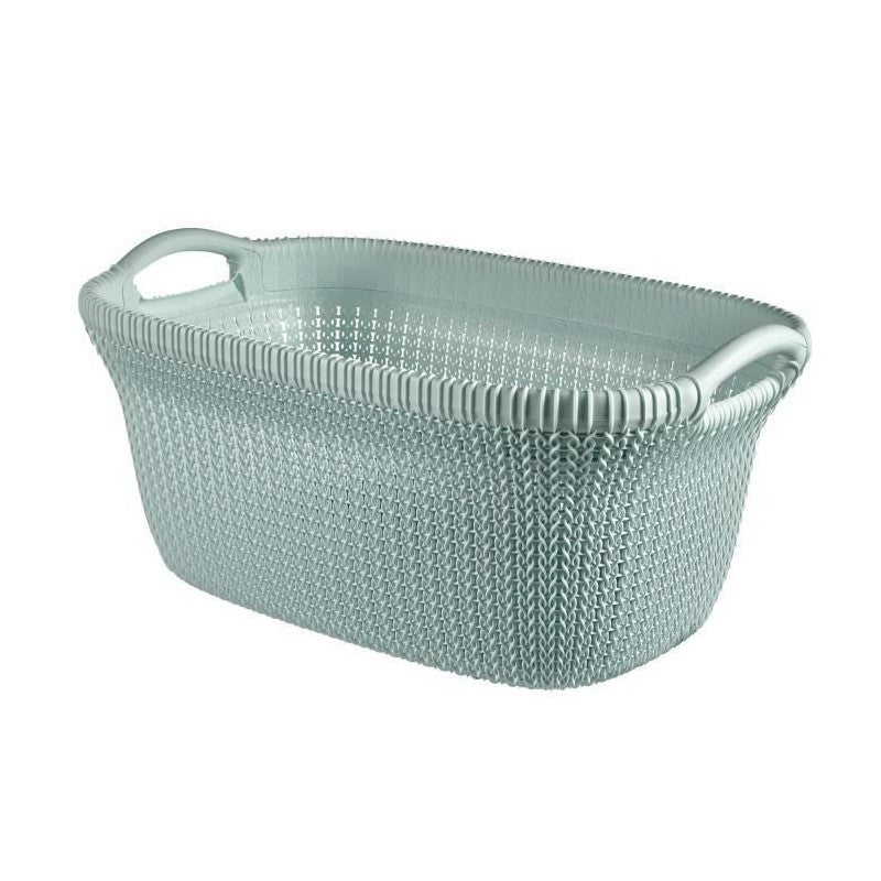 Kosz na pranie Curver Knit 40 litrów z ergonomicznymi uchwytami jasnoniebieski