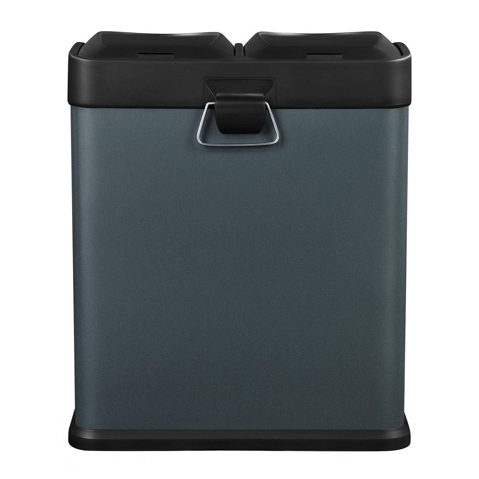 Pattumiera Riciclaggio 30L SONGMICS - 2 Scomparti, Pedale, Acciaio, Argento E Nero - Foto 5