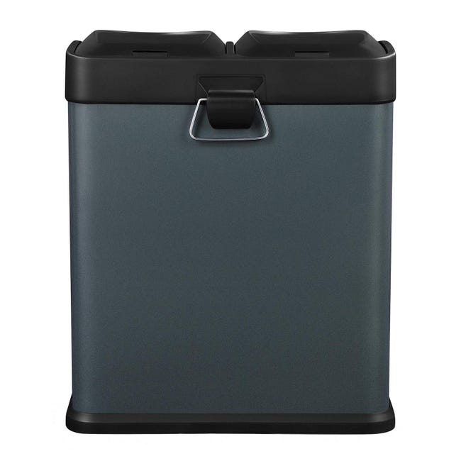 Pattumiera Riciclaggio 30L SONGMICS - 2 Scomparti, Pedale, Acciaio, Argento E Nero - Foto 5
