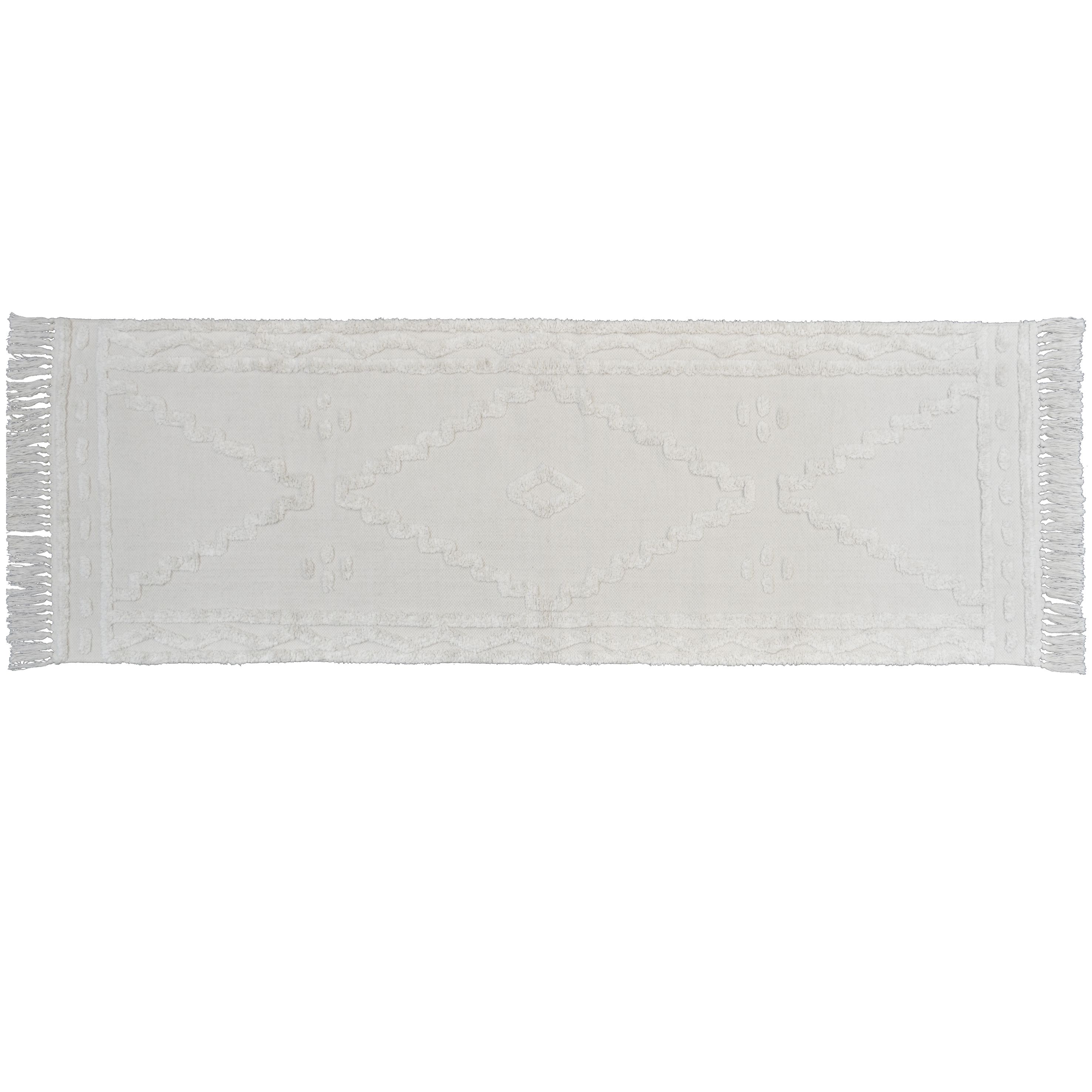 INSPIRE - Tapis motifs ethniques en coton tressé KABALA - 70 x 200 cm - Blanc - 3