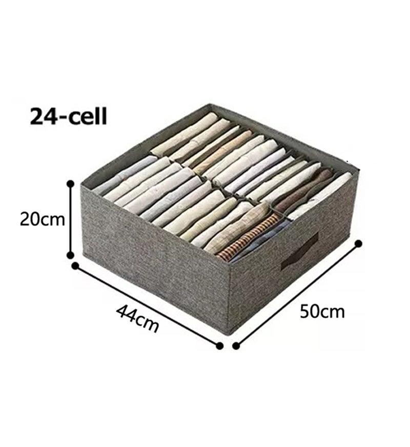 Organisateurs de placard et bacs de rangement 2 pièces, organisateur de jeans à 24 grilles pour placard, boîte de rangement en tissu pliable lavable - 2