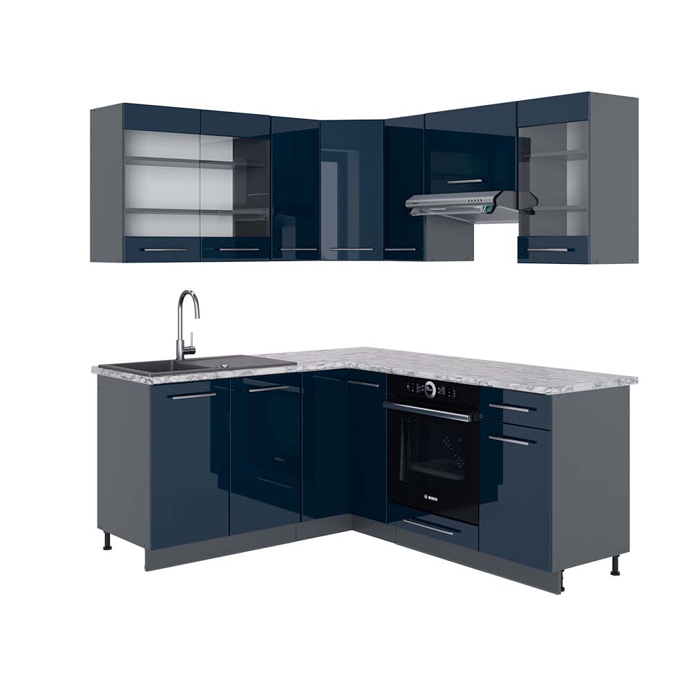Vicco Cuisine en angle R-Line Bleu-gris/Anthracite