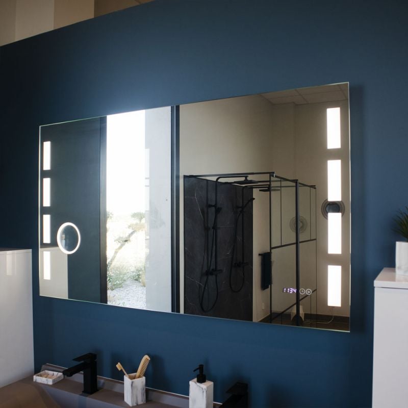 Miroir lumineux EXCELLENCE 120x80 cm - antibuée, loupe et horloge - 4
