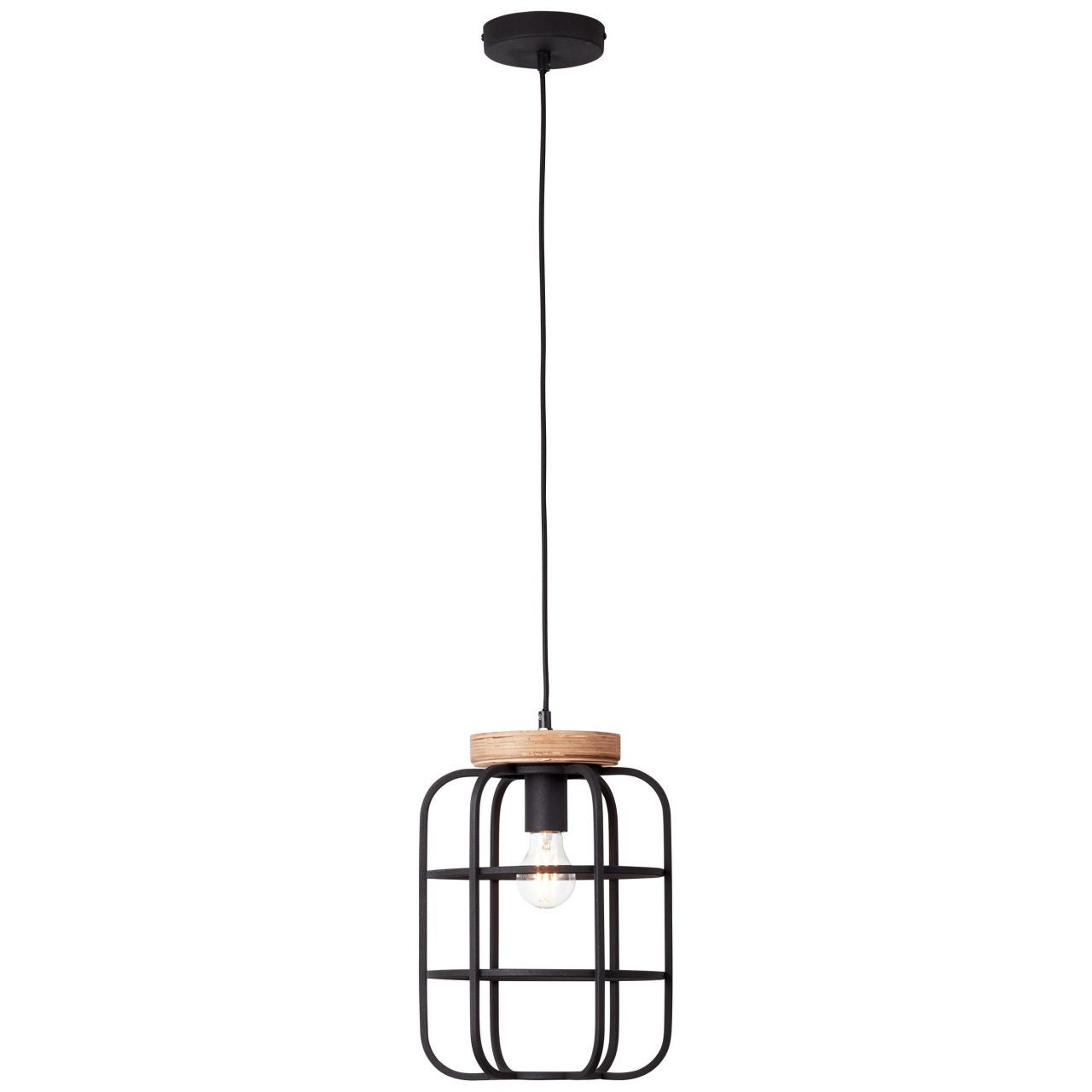 Brilliant Lampa wisząca Daintree 34cm biały/naturalny metal/drewno 1x A60, E27, 60 W, pasuje do zwykłej żarówki (brak w zestawie)