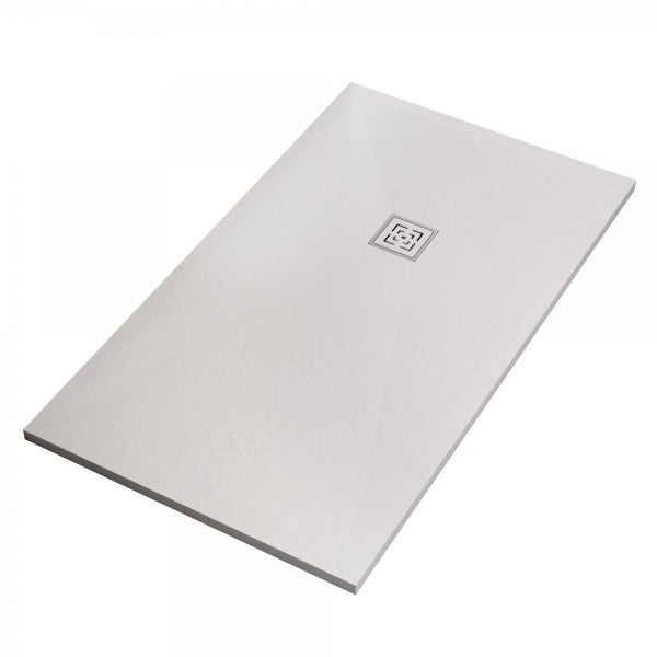 Piatto doccia mineralmarmo roma con griglia in tinta colore bianco, dimensioni 90x130 - 4