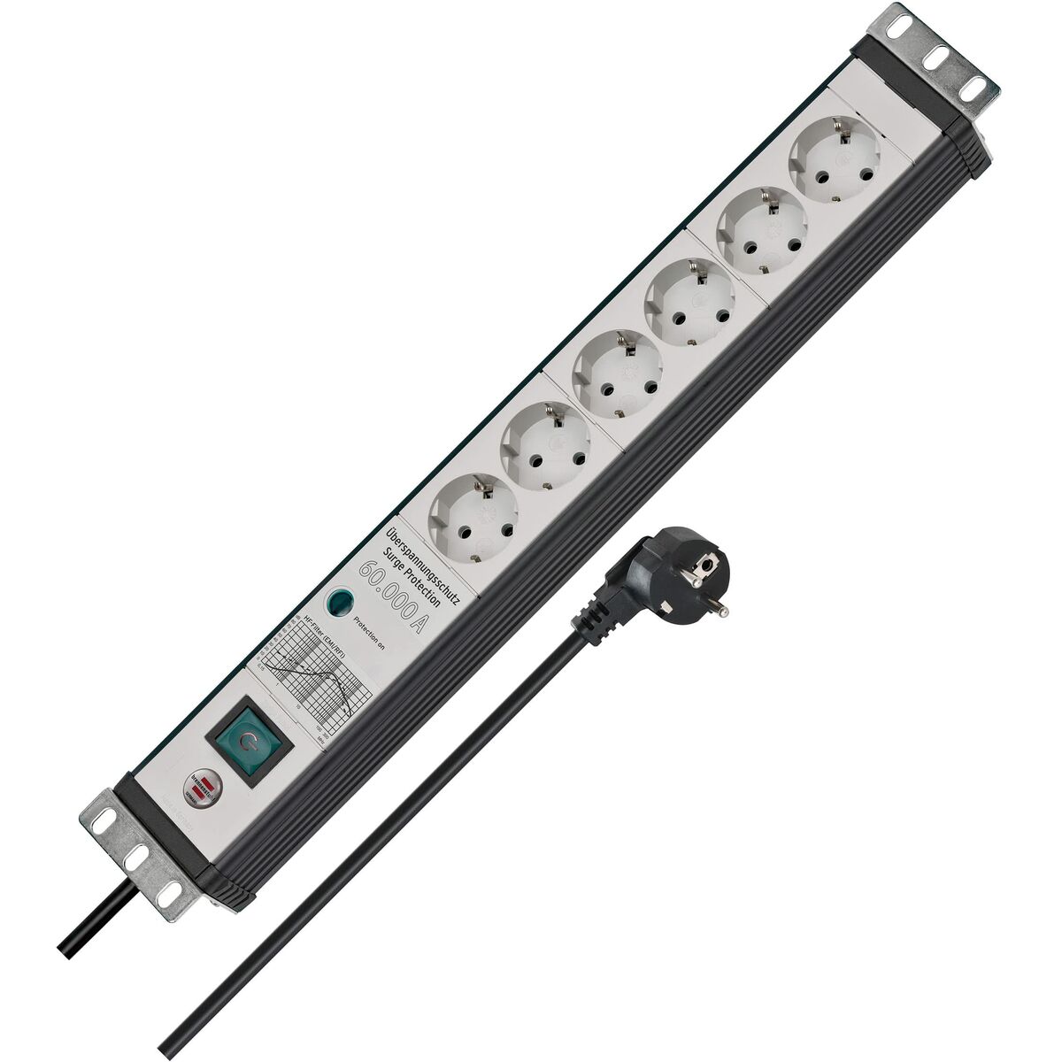 Brennenstuhl 48.30 cm (19") Premium-Line 6-krotna listwa zasilająca - na rynek: D/ NL/ A/ L - 1 sztuka (1156057696) 6-way