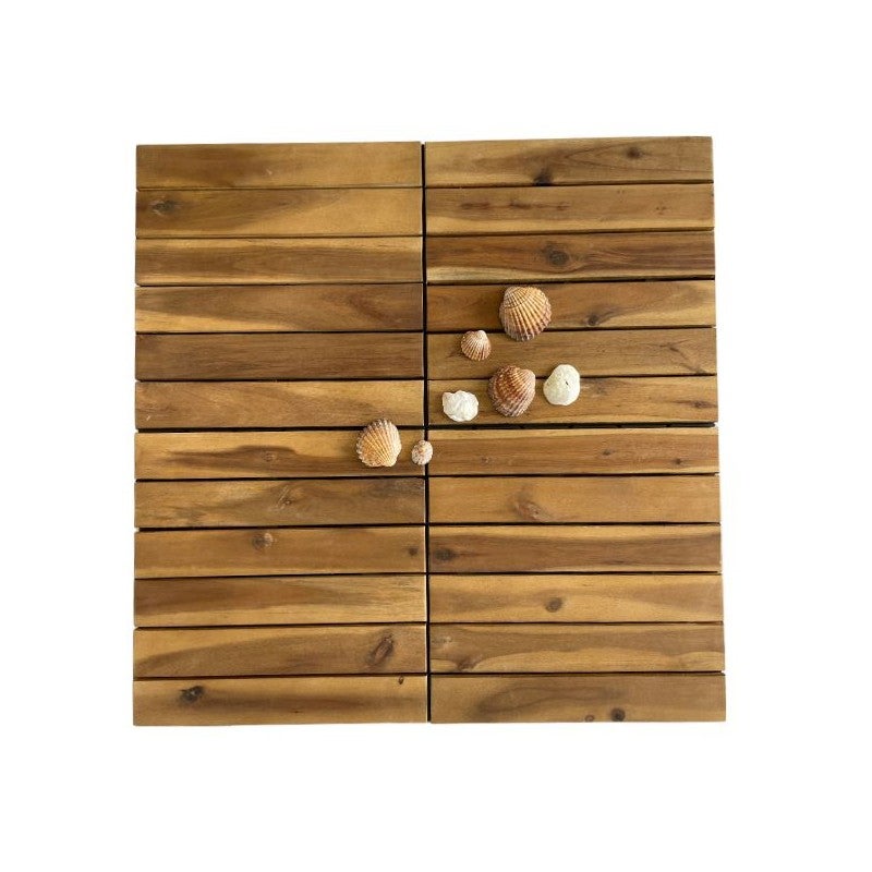 Dalle en bois acacia huilé Snap & Go (lot de 4) - Chêne moyen 30 x 30 cm - 3