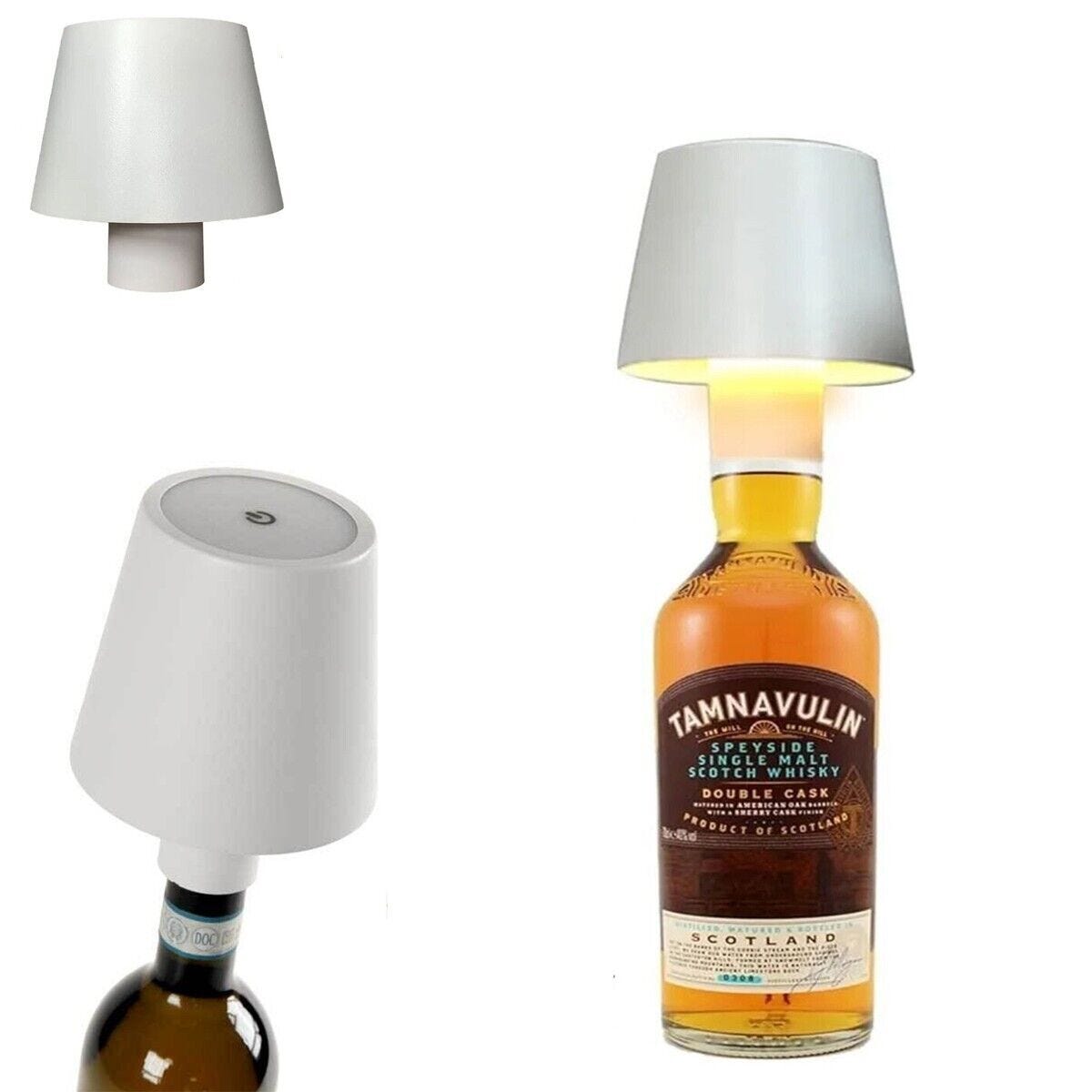 Generico Lampada Bottiglia, Lampada Per Bottiglia Senza Fili Lampada Tavolo Touch Lampada Da Tavolo Dimmerabile A 3 Vie Per Bar, Ristorante, Casa, Ufficio, Natale (Nero RGB