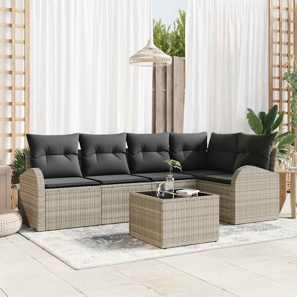 Zestaw Sof z poduszką 6 pcs Jasnoszary Poliester vidaXL