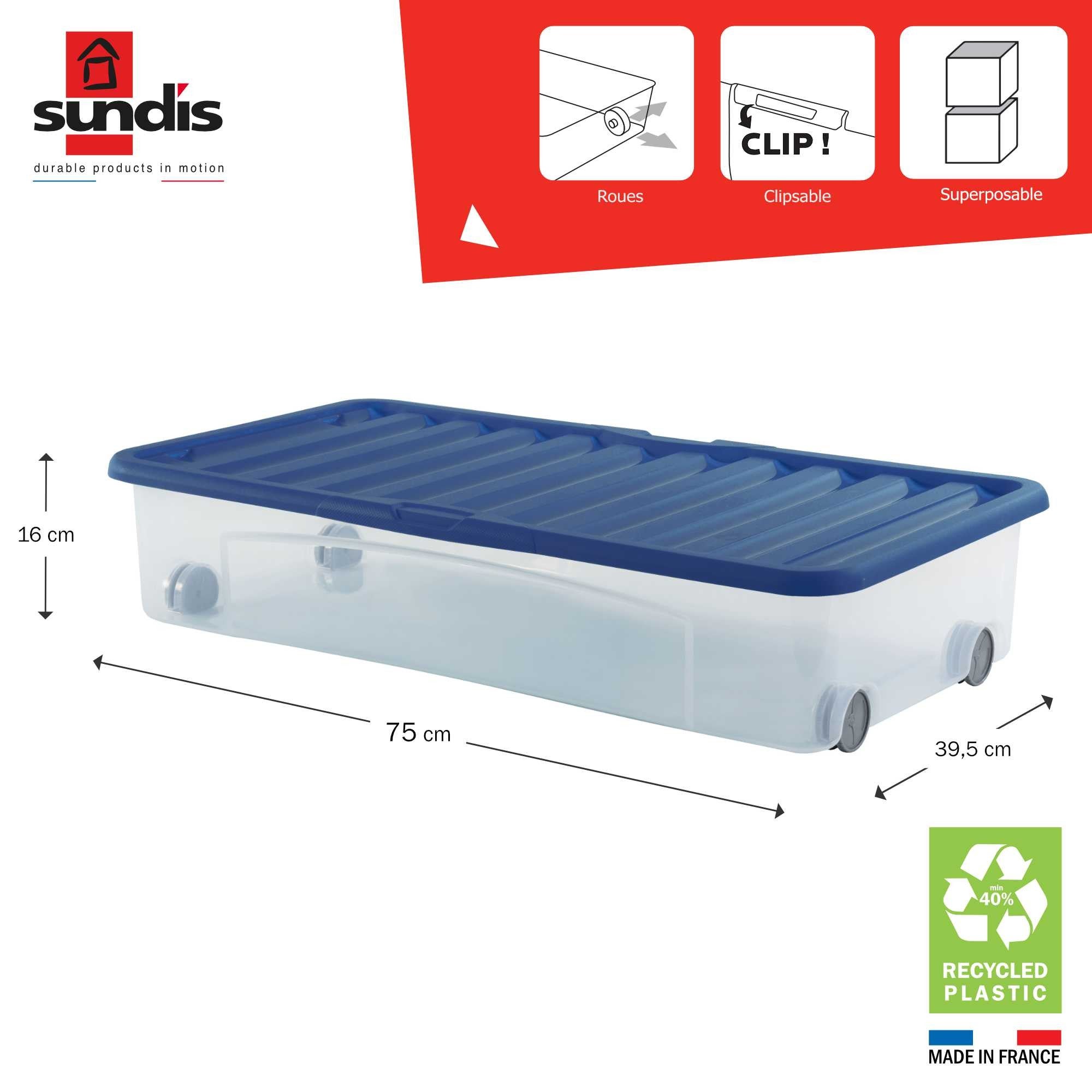 Boîte De Rangement Sous Le Lit Avec Roulettes - 78 X 39,4 X 17,7 Cm, En Plastique Empilable, Avec Couvercle