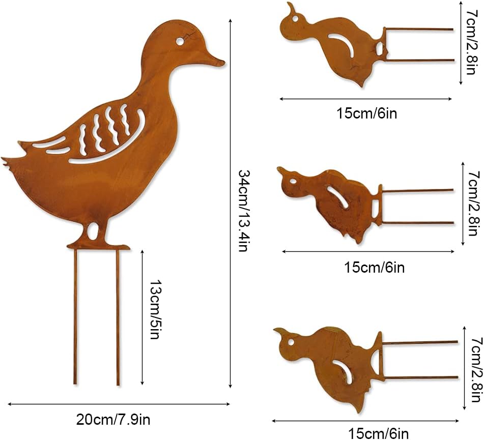 Piquets Canard Métal - Lot de 4 - Silhouettes Animalières pour Décoration Jardin Extérieur - 2