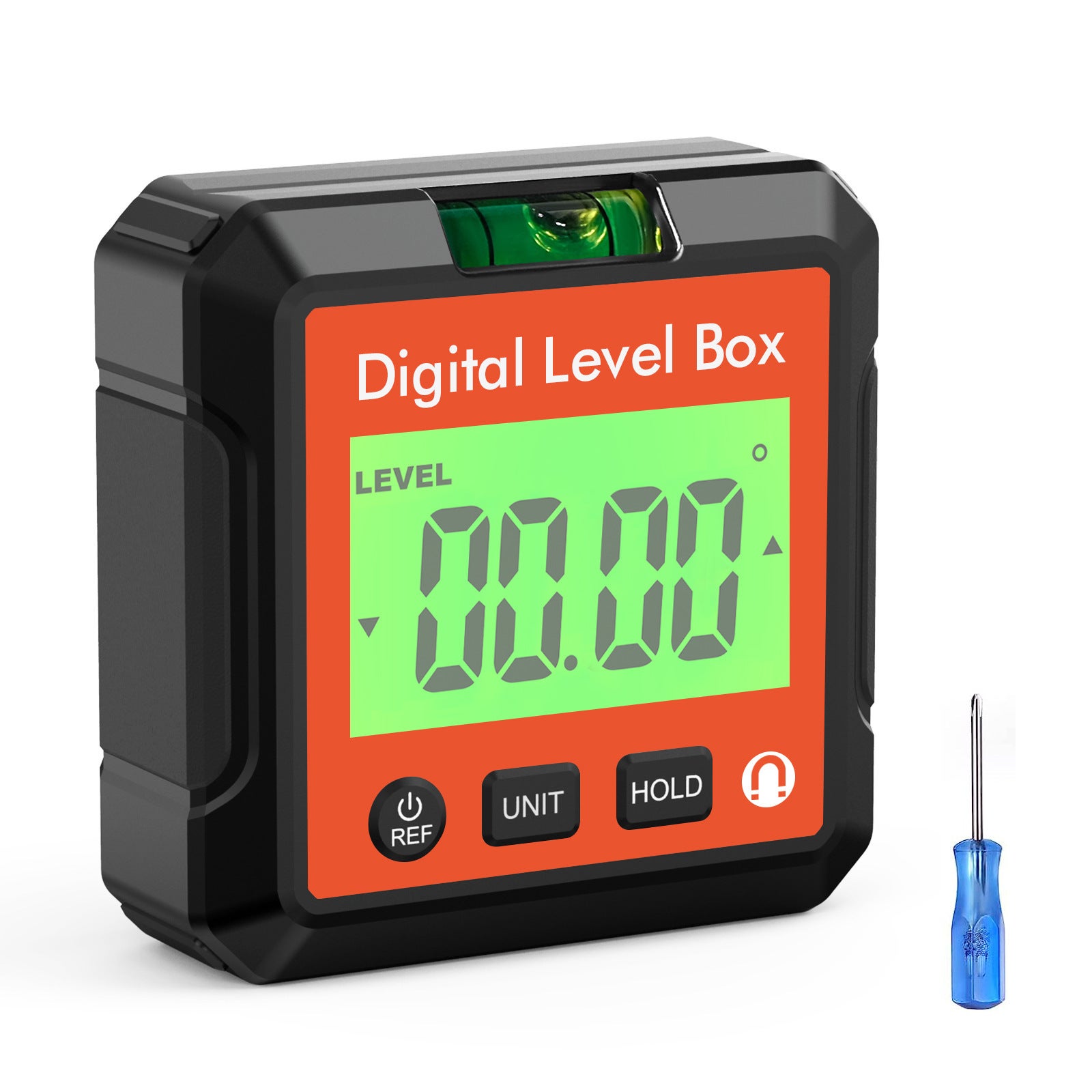 Cyfrowa mini poziomica elektroniczna 3 w 1 z podświetlanym ekranem LCD, magnetyczna, 4x90°, precyzyjny pomiar kąta i nachylenia