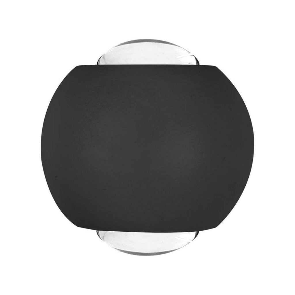 Sferyczna lampa ścienna LED 2 W z podwójnym strumieniem światła, kolor czarny 4000 K, IP54