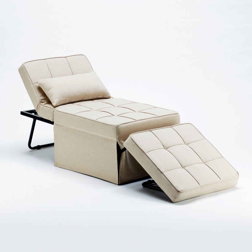 Pouf poltrona letto pieghevole in tessuto Sweet Relax - Beige - 5