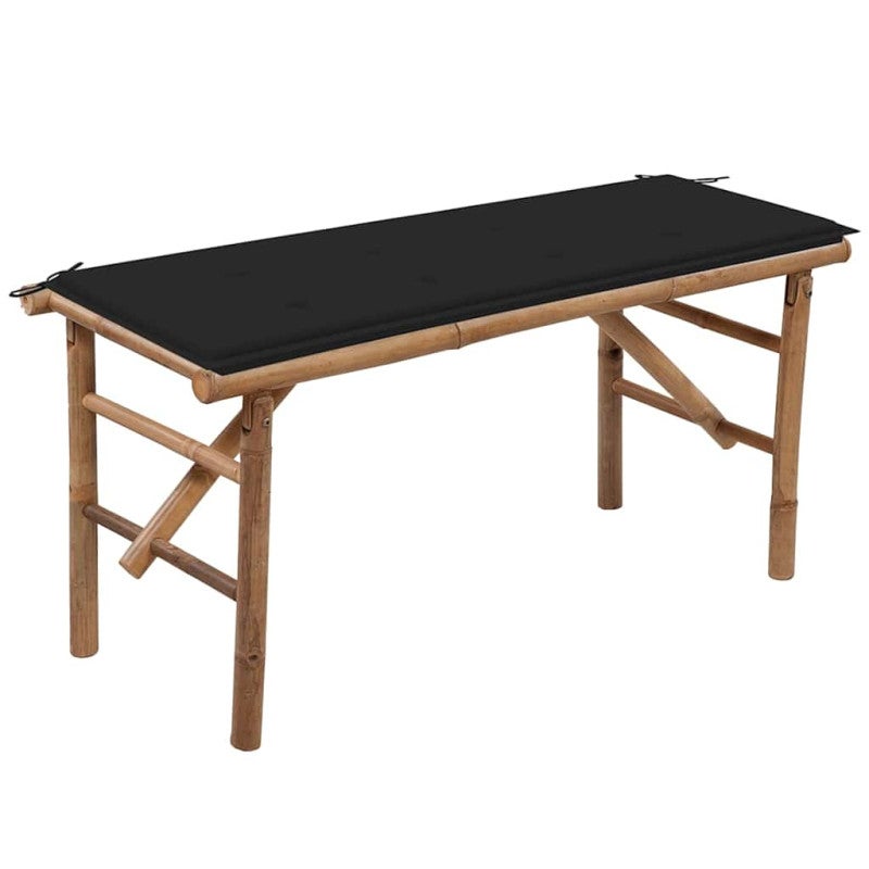 Składana ławka ogrodowa z poduszką, 118 cm, bambusowa vidaXL